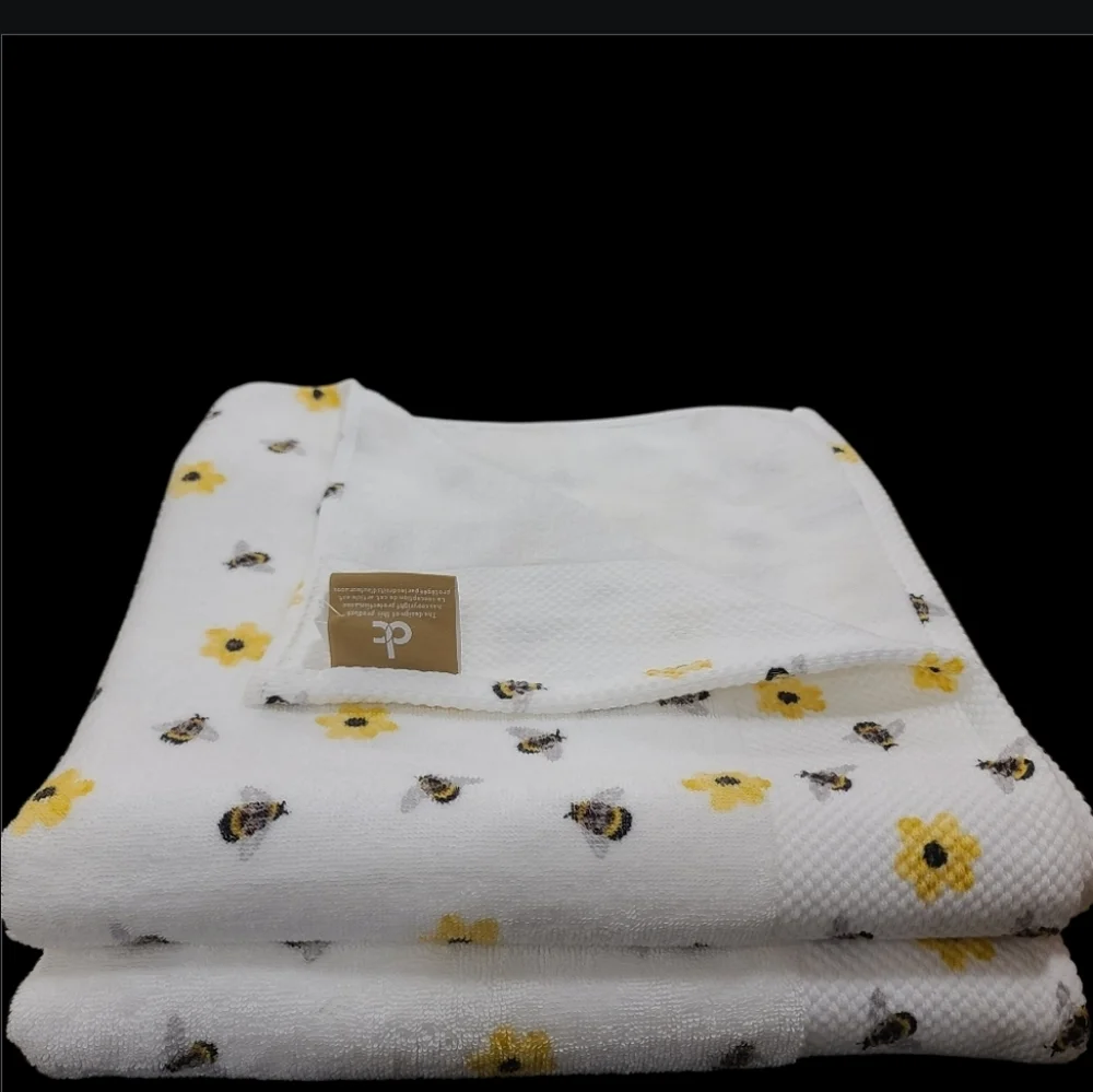 6pc Bath Hand Tip Towels Deborah Connolly Honey Bee Flowers Waffle Weave New